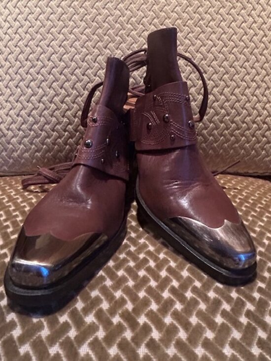 Free People Collection Shoes - Free People Lush Brown Chocolate Leather Studded Rory Studded Shoe Boots NEW